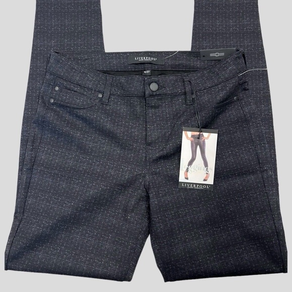 Liverpool Leggings Charcoal Print Madonna Stretch Knit Ankle Skinny Size 4/27 - Picture 3 of 15